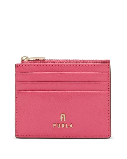 Furla Pink Small Camelia Textured Logo Cardholder