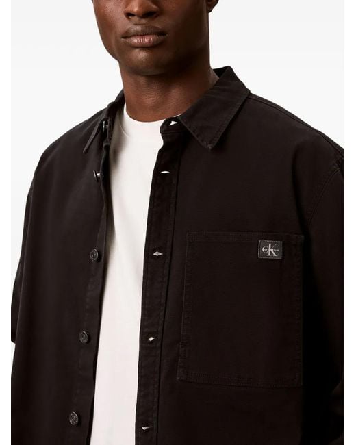 Calvin Klein Black Logo-Patch Shirt Jacket for men