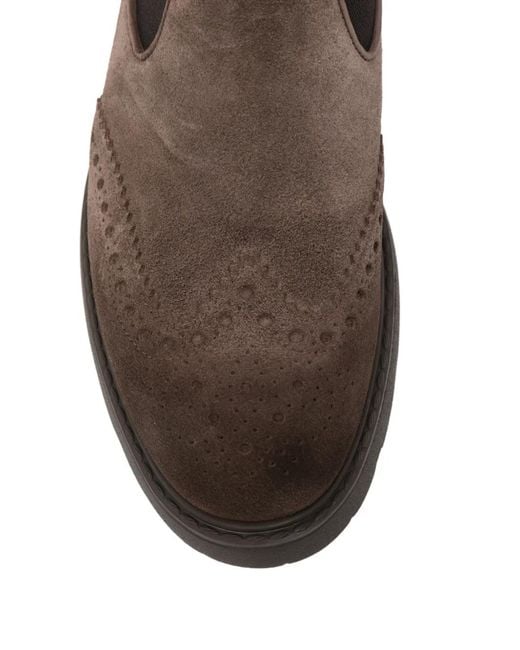 Doucal's Brown Brogue-Detail Chelsea Boots for men