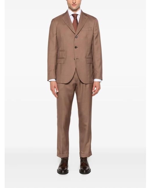 Eleventy Brown Three-Button Suit for men