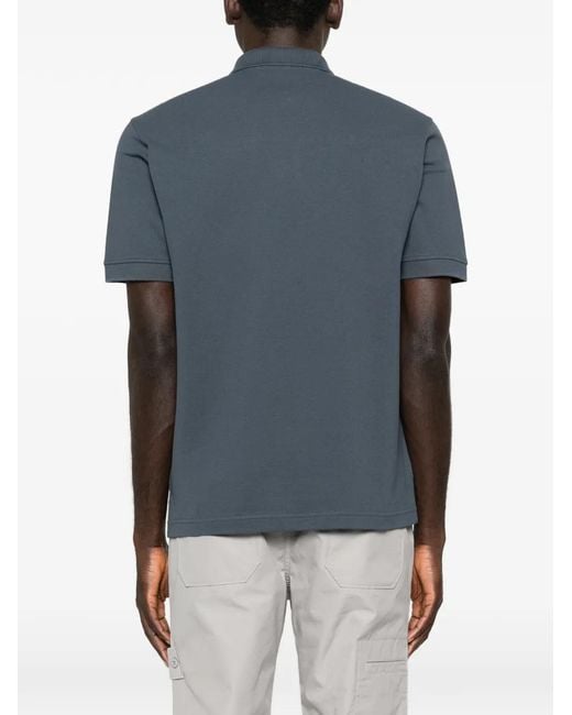 Stone Island Blue Ghost Logo-Patch Polo Shirt for men