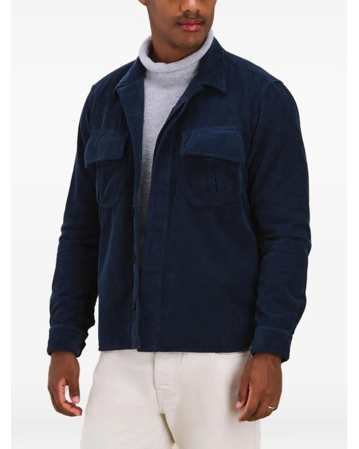 Fortela Blue Corduroy Pockets Overshirt for men