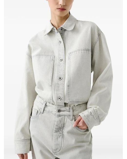 Studio Nicholson White Chemise Paso À Poche Poitrine