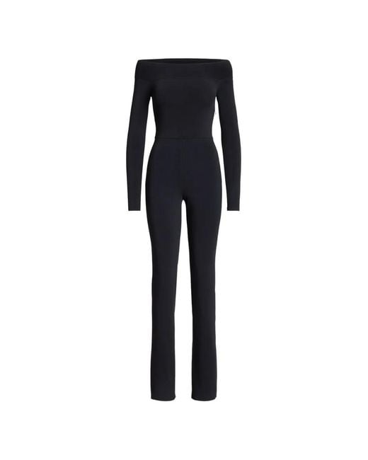 Ralph Lauren Blue Off-Shoulder Long-Sleeve Jumpsuit