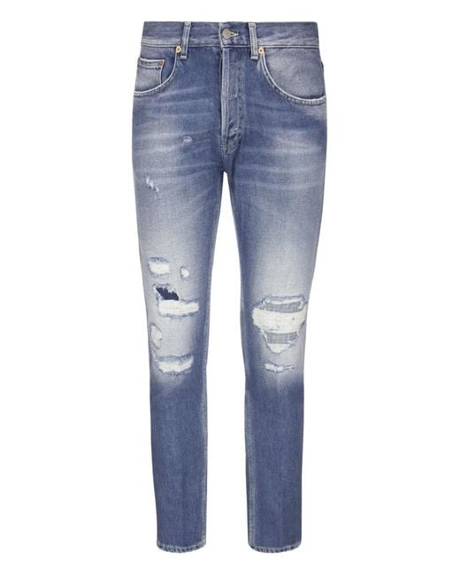 Dondup Blue Dian Five-Pocket Ripped-Detail Jeans for men