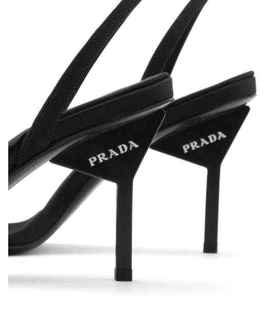 Prada Black 85mm Geometric-heel Satin Sandals