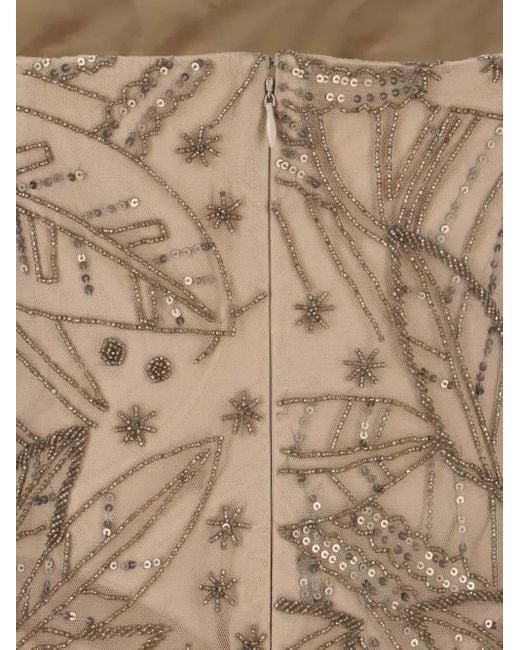 Ralph Lauren Natural Leaf-Pattern Beaded Dress