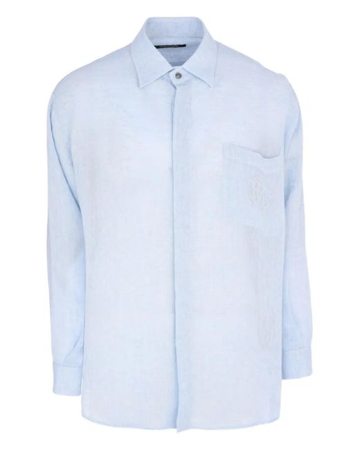 Roberto Cavalli Blue Pocket-Detail Shirt for men