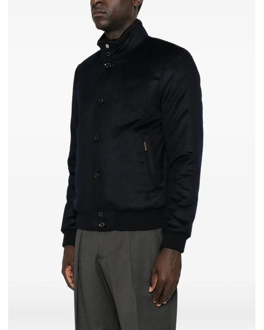 Moorer Black Button-Fastening Bomber Jacket for men