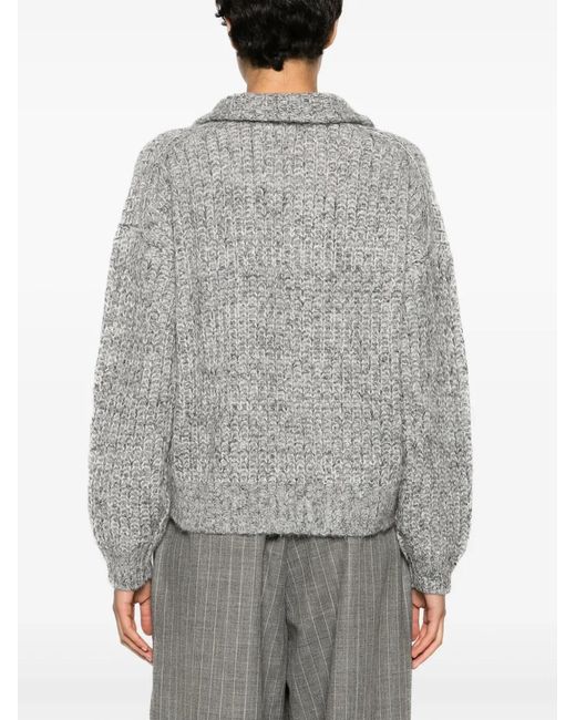 Ba&sh Gray High-Neck Knitted Jumper