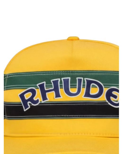 Rhude Yellow Logo-Lettering Baseball Cap for men