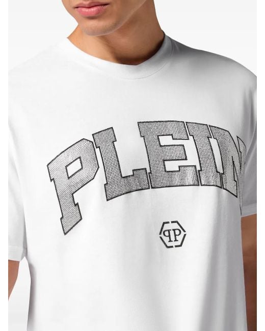 Philipp Plein White Logo-Embellished Cotton T-Shirt for men