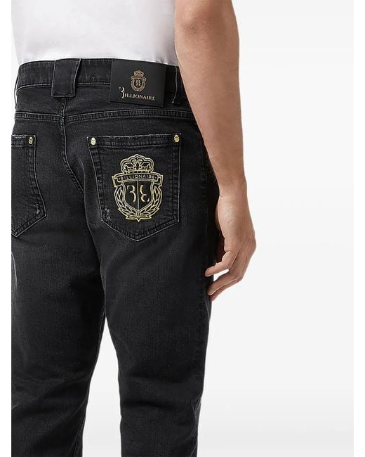 Billionaire Black Pantalon Droit À Effet Usé for men