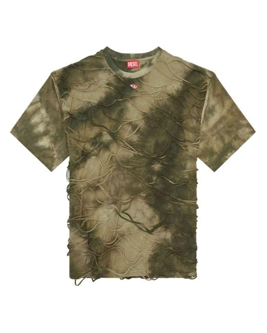 DIESEL T-boxket T-shirt Met Tie-dye En Textuur in het Green voor heren