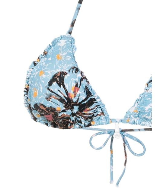 Clube Bossa Blue Lieve Floral-print Bikini Top
