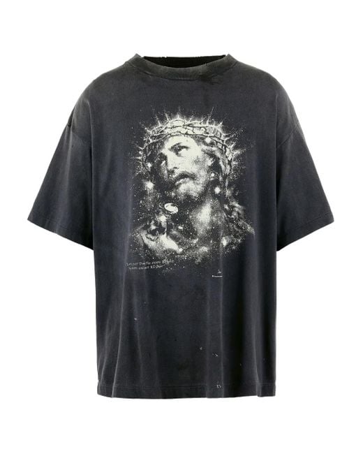 SAINT Mxxxxxx Black Graphic-Print T-Shirt for men