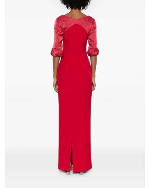 V:PM ATELIER Red Flora Scoop-Neck Gown