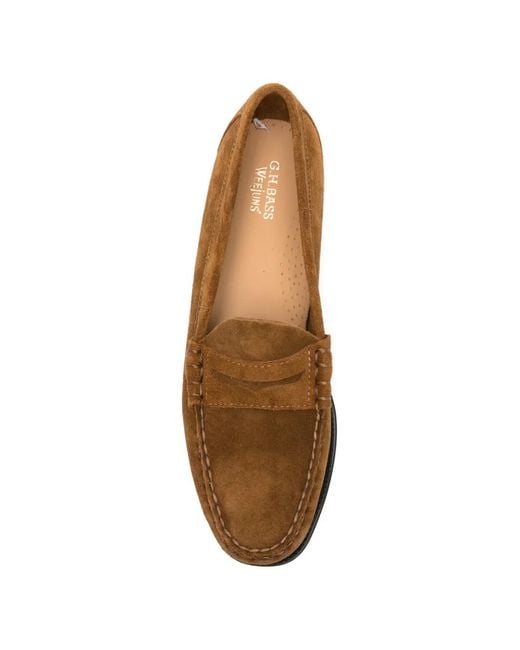 G.H.BASS Brown Larson Suede Loafers for men