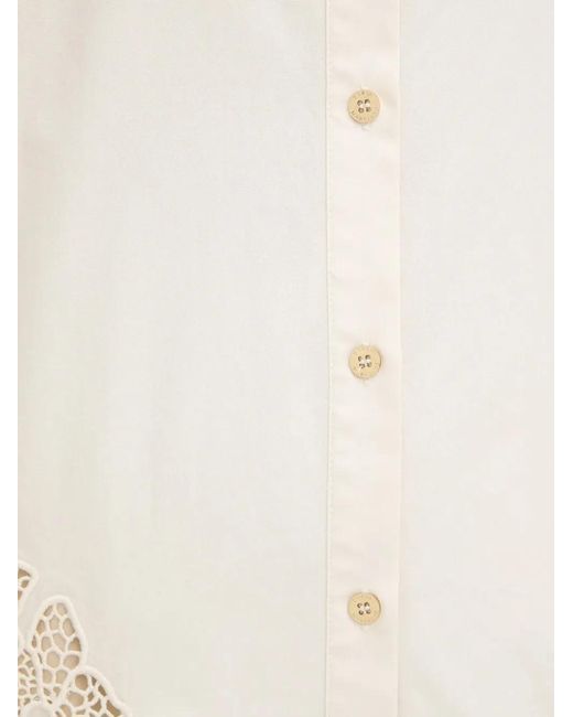 Marciano White Floral-Appliqué Pocket Shirt