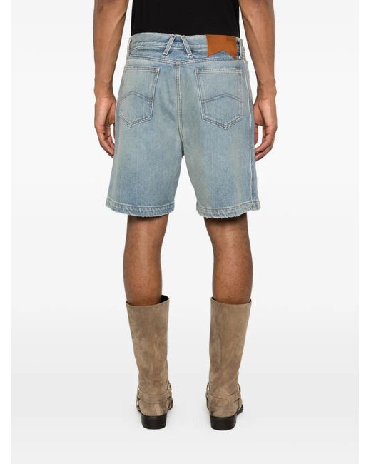 Rhude Blue Buttoned Denim Shorts for men