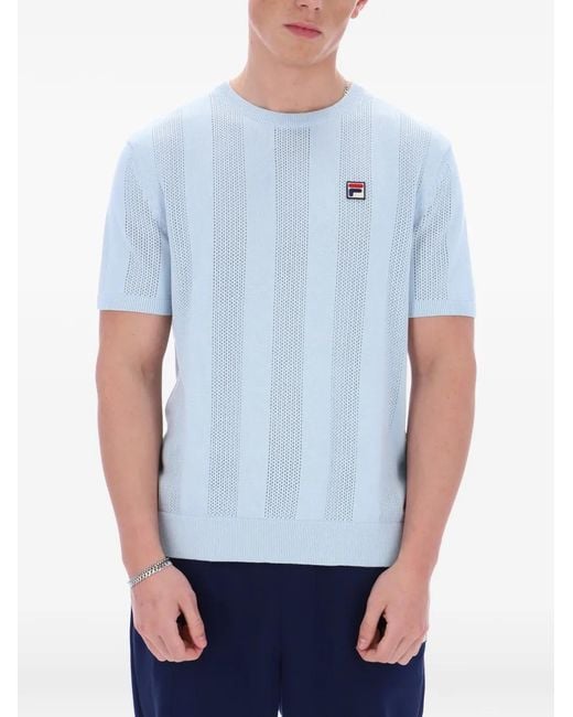 Fila Blue Skyway Corrado Knitted-Panel T-Shirt for men