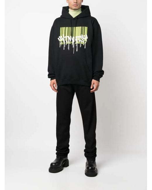 VTMNTS Black Barcode-Patch Straight-Leg Jeans for men