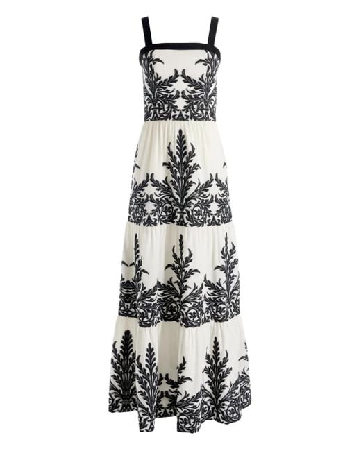 Abito Lungo Saige Con Balze di Alice + Olivia in White