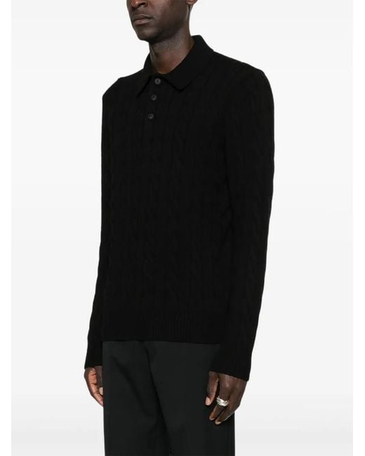 GIUUNO Black Cable-Knit Jumper for men