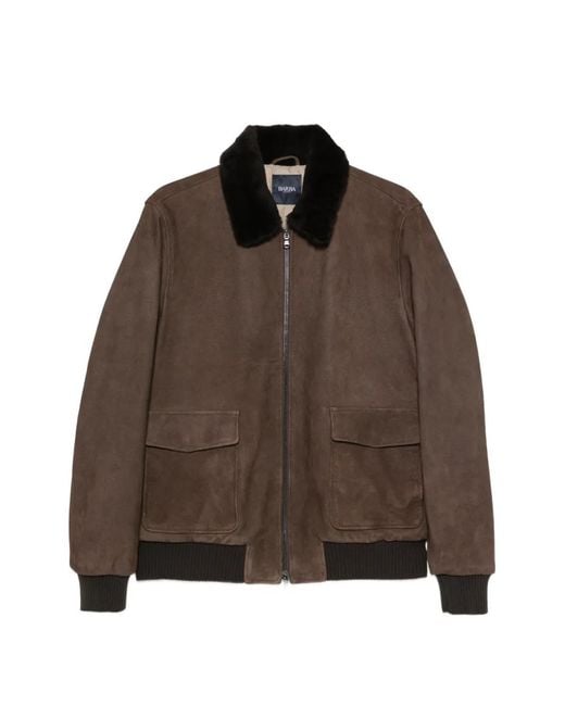 Barba Napoli Brown Suede Coat for men