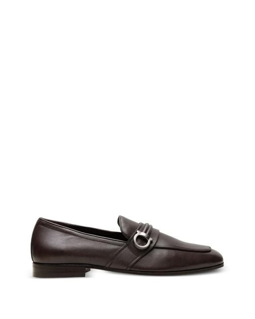 Ferragamo Brown Gancini Leather Loafers for men