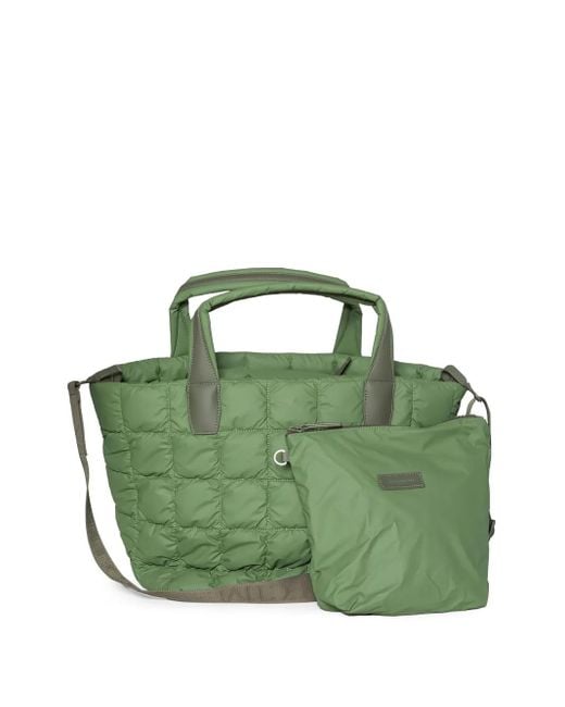 VEE COLLECTIVE Green Quilted Top-Handles Tote Bag