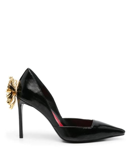 Ginissima Black X Moogu 100Mm Floral-Appliqué Heeled Pumps