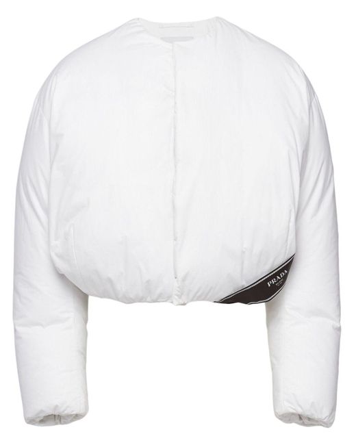 Prada White Cropped Cotton Down Jacket for men