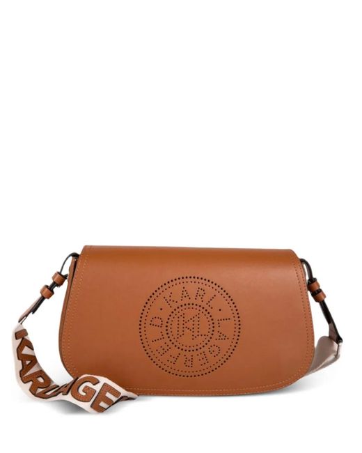 Karl Lagerfeld Brown Sac Porté Épaule À Logo K/Circle Perforé
