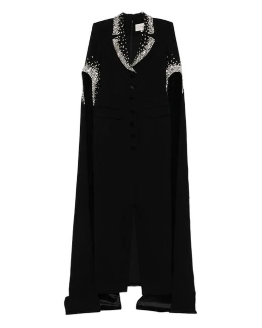 Jean Louis Sabaji Black Crystal-Embellished Tailored Maxi Dress