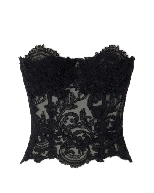 Ermanno Scervino Black Lace-Overlay Corset Top