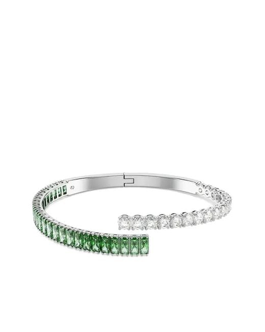 Swarovski Matrix Armband Met Smaragd En Witte Steen in het Metallic