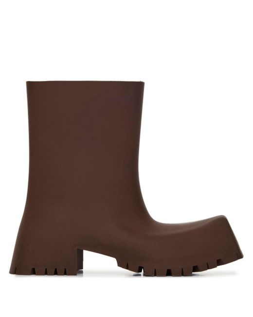 Balenciaga Brown Ridged Block-heel Ankle Boots for men