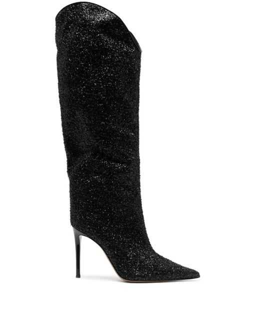 Alexandre Vauthier Black 110Mm Sequin Knee-High Boots