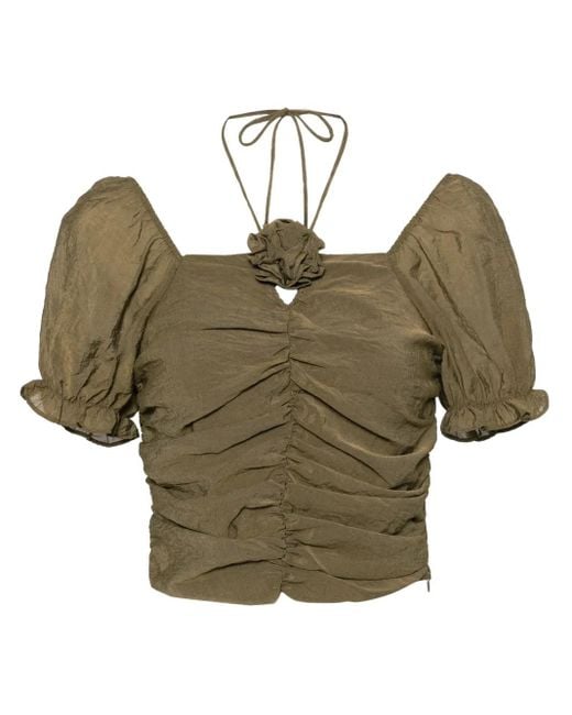 B+ AB Natural Floral-Appliqué Halterneck Top