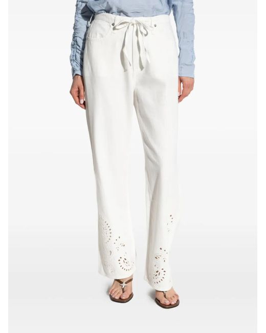 Rag & Bone White Embroidery Drawstring Trousers
