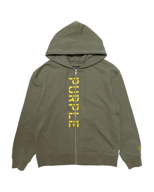 Purple Brand Green Stencil Logo Zip-Up Hoodie