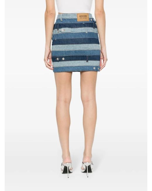 Moschino Blue Panelled Denim Mini Skirt