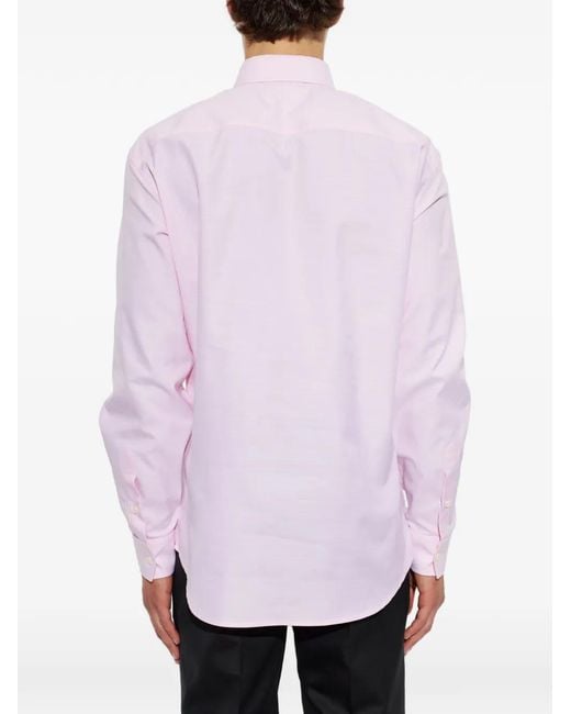 DSquared² Pink Dan Embroidered-Logo Button-Down Shirt for men