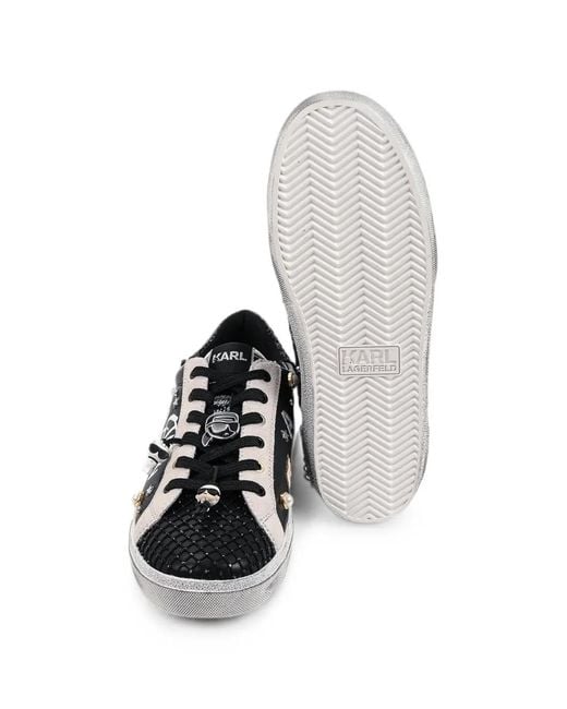 Karl Lagerfeld White Skool Graffiti-Print Sneakers