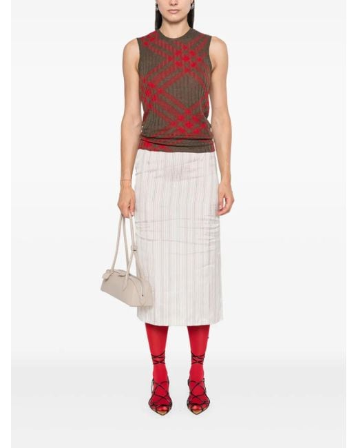 Burberry Red Check Wool Blend Tank Top