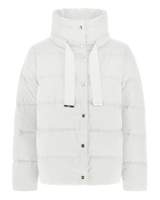 Herno White Gesteppte Jacke Mit Stehkragen