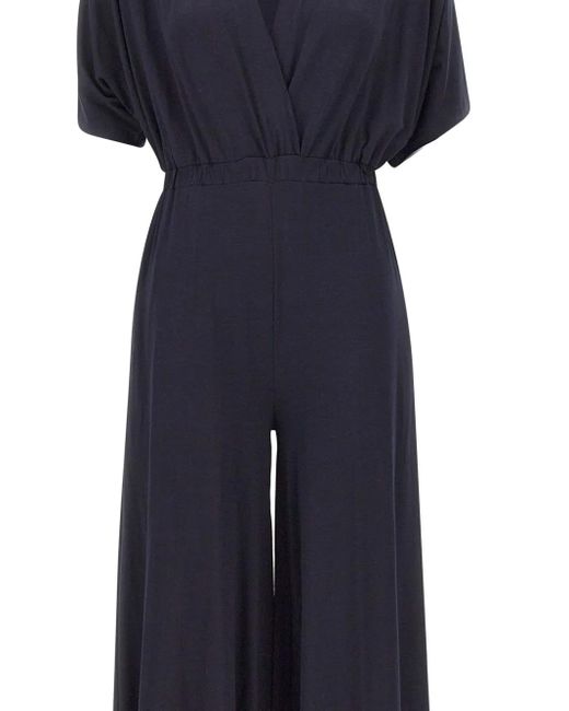 Kaos Blue V-Neck Pleated Jumpsuit