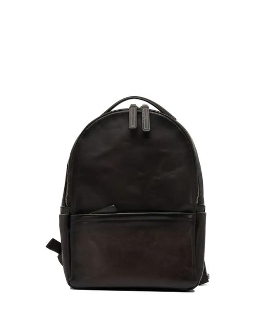 Officine Creative Black Leather Top-Handle Backpack for men