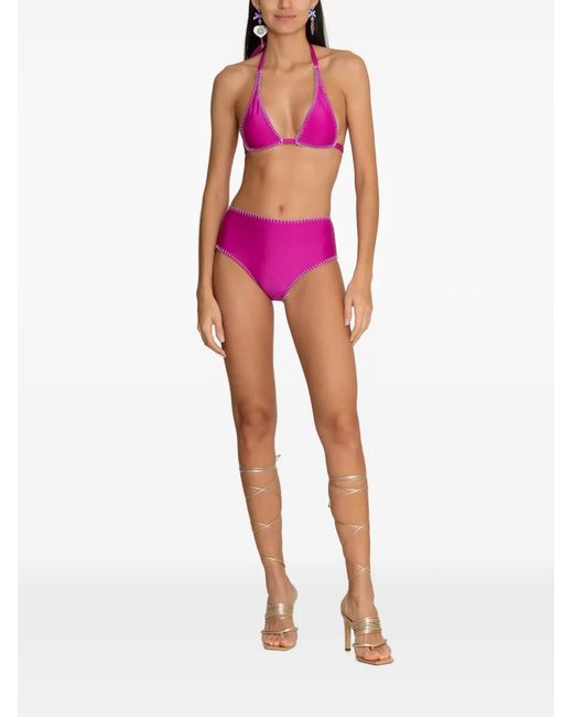 Amir Slama Pink X Tati Barbieri Blanket-Stitched Star-Cutout Bikini